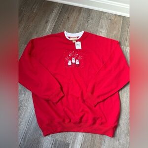 VTG M & C Sportswear Christmas Holiday Santa Sweatshirt Sweater Red White Size L